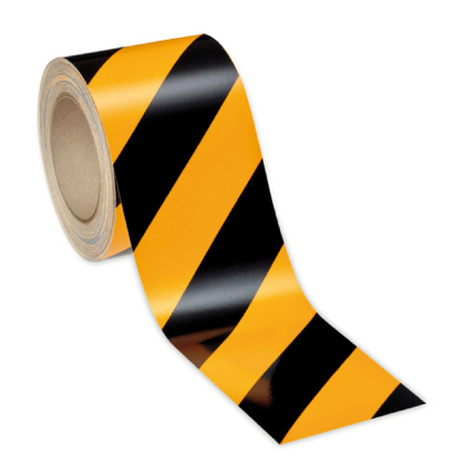 Selbstklebende 3M Reflexfolie in Gelb-Schwarz linksseitig DIN 4844 - Packung 1 m